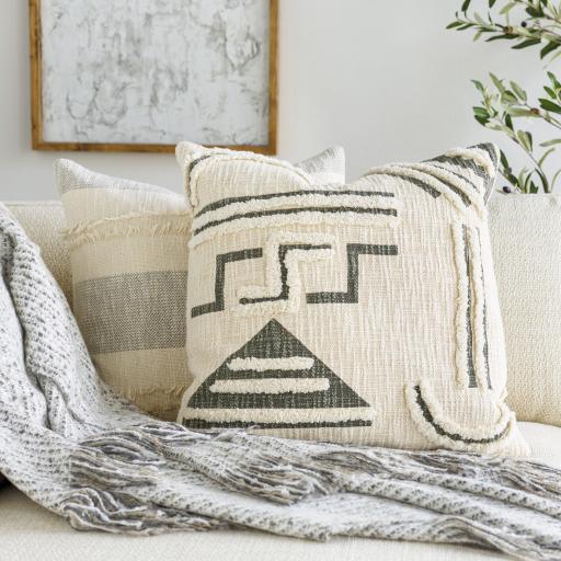 Surya Azibo AZB-003 Cream Light Beige 20"H x 20"W Pillow Kit