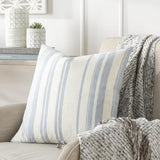 Surya Baris BIS-002 Ivory Pale Blue 18"H x 18"W Pillow Kit