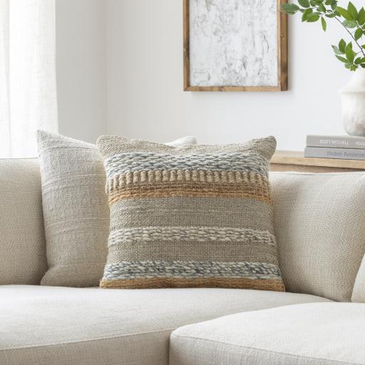 Surya Boundary BOU-002 Beige Light Blue 18"H x 18"W Pillow Kit
