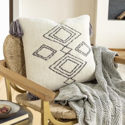 Surya Braith BRH-001 Charcoal Cream 20"H x 20"W Pillow Kit