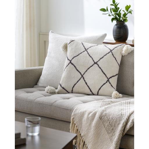 Surya Braith BRH-002 Charcoal Cream 18"H x 18"W Pillow Kit