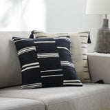 Surya Carlton CRL-006 Black Off-White 20"H x 20"W Pillow Kit