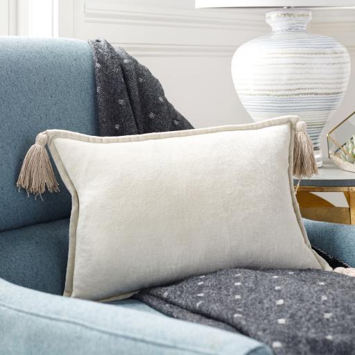 Surya Cotton Velvet CV-049 Light Beige Seafoam 13"H x 19"W Pillow Kit