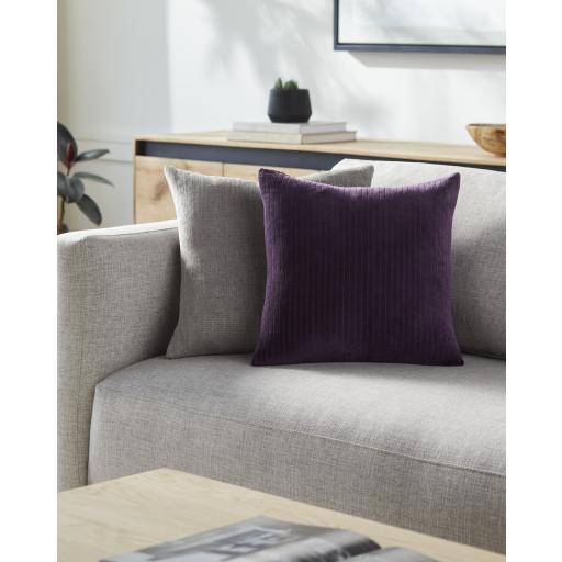 Surya Cotton Velvet Stripes CV-091 Plum 22"H x 22"W Pillow Kit