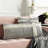 Surya Harlow HRW-002 Beige Black 14"H x 32"W Pillow Kit