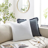 Surya Linen Solid LSL-003 White 18"H x 18"W Pillow Kit
