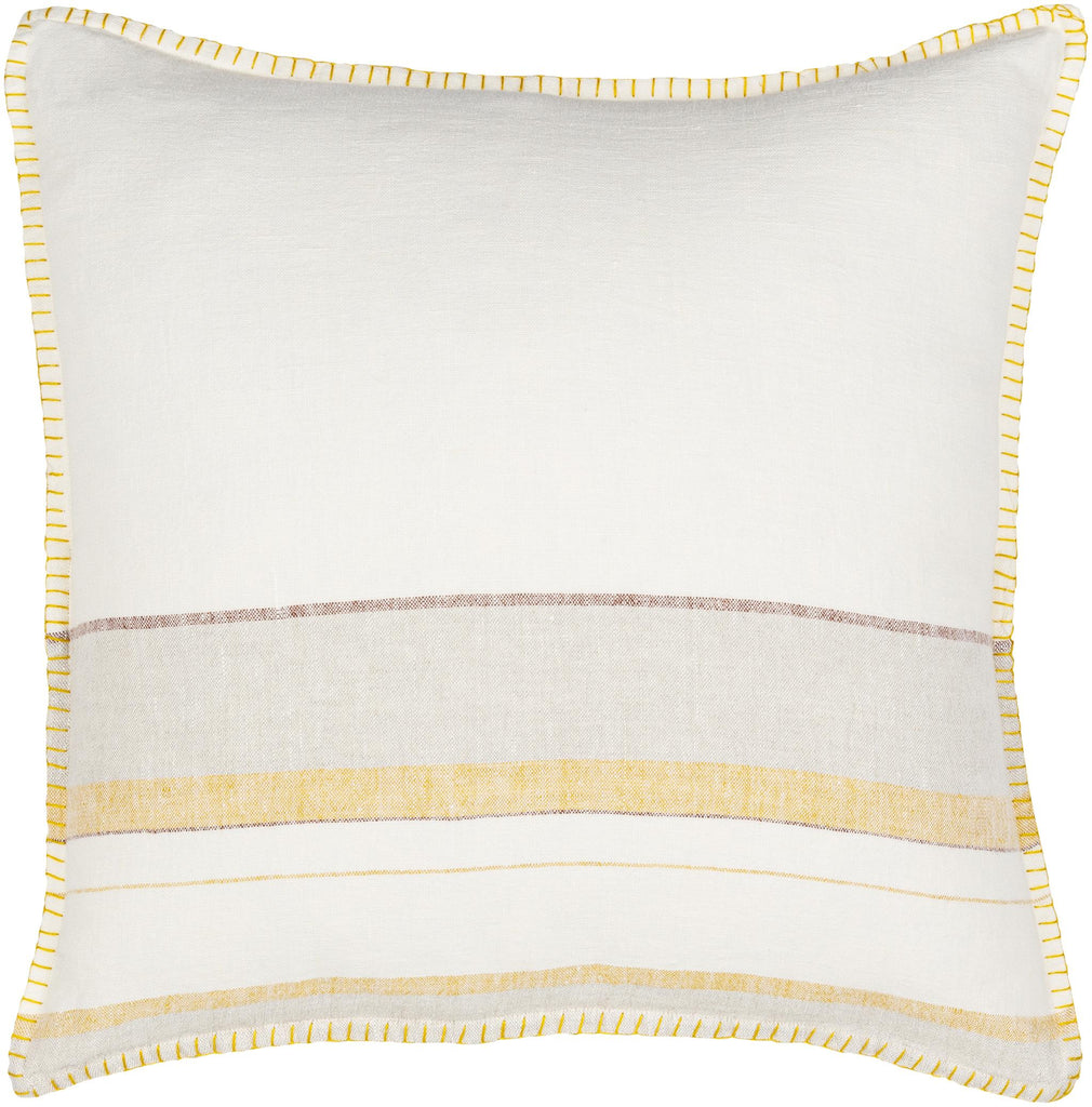 Surya Linen Stripe Embellished LSP-002 13"H x 20"W Pillow Kit