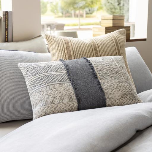 Surya Lola LL-002 Cream Navy 14"H x 22"W Pillow Kit