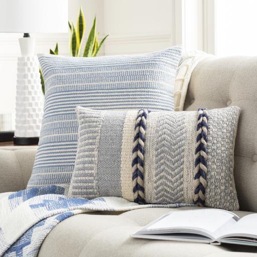 Surya Ryder RDE-002 Ivory Light Blue 20"H x 20"W Pillow Kit