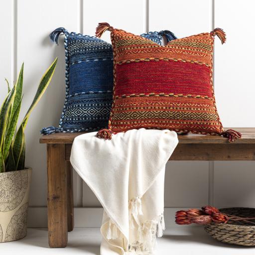 Surya Trenza TZ-003 Brick Red Dark Brown 20"H x 20"W Pillow Kit