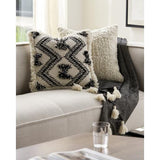 Surya Zelah ZLA-001 Black Cream 20"H x 20"W Pillow Kit