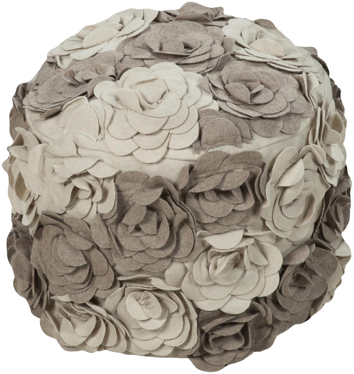 Surya Felted Floral POUF-28 14"H x 18"W x 18"D Pouf