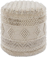 Surya Hilna HNPF-001 Beige Black 16"H x 18"W x 18"D Pouf