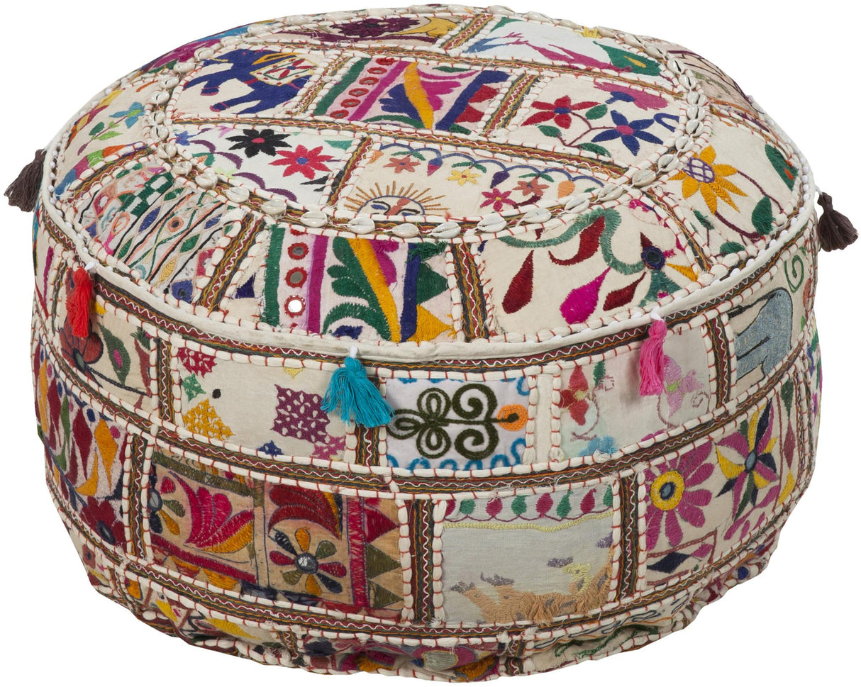 Surya Karma POUF-92 12"H x 22"W x 22"D Pouf