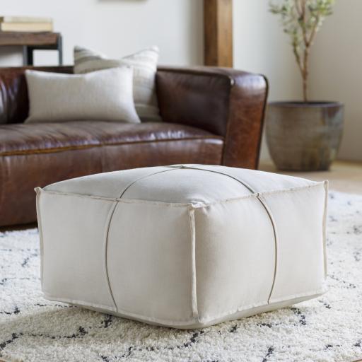 Surya Solid Linen SLPH-001 13"H x 24"W x 24"D Pouf