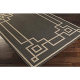 Surya Alfresco ALF-9630 Black Light Beige 8'10" Round Rug