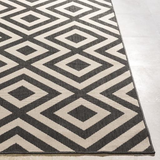 Surya Alfresco ALF-9639 Black Light Beige 2'5" x 4'5" Rug