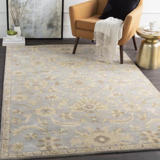 Surya Caesar CAE-1162 Beige Charcoal 6' x 9' Oval Rug