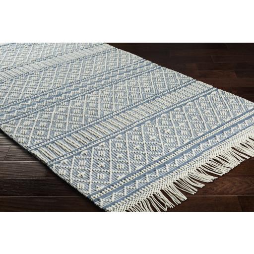 Surya Farmhouse Tassels FTS-2301 Blue White 2'6" x 8' Rug