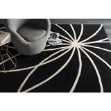 Surya Forum FM-7072 Black Cream 6' x 9' Kidney Rug