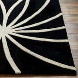 Surya Forum FM-7072 Black Cream 6' x 9' Kidney Rug