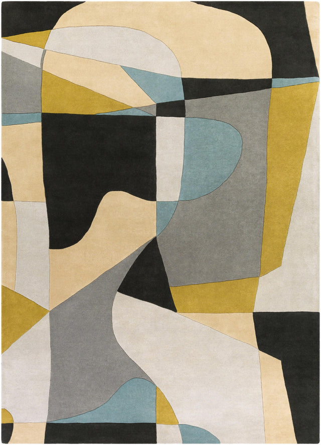 Surya Forum FM-7194 Beige Black 6' x 9' Kidney Rug