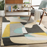 Surya Forum FM-7194 Beige Black 6' x 9' Kidney Rug