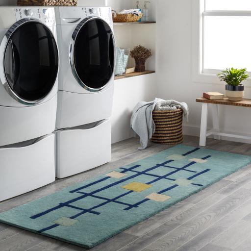 Surya Forum FM-7201 Dark Blue Light Beige 6' x 9' Kidney Rug