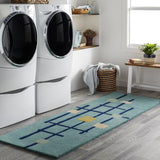 Surya Forum FM-7201 Dark Blue Light Beige 6' x 9' Kidney Rug
