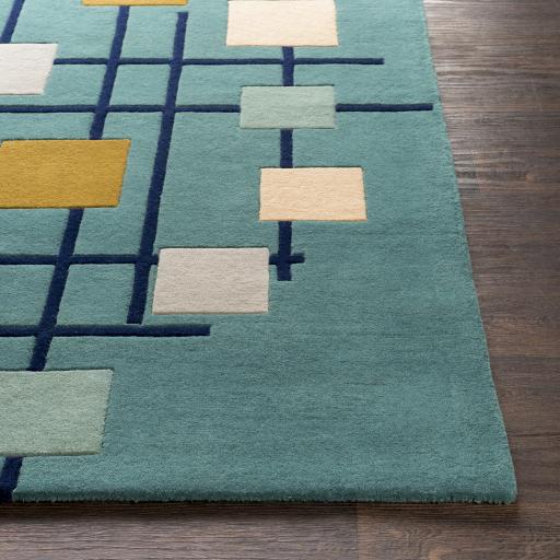 Surya Forum FM-7201 Dark Blue Light Beige 6' x 9' Kidney Rug