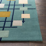 Surya Forum FM-7201 Dark Blue Light Beige 6' x 9' Kidney Rug