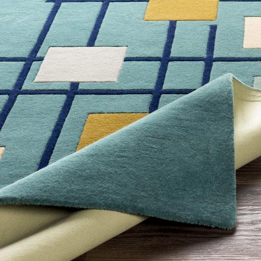 Surya Forum FM-7201 Dark Blue Light Beige 6' x 9' Kidney Rug