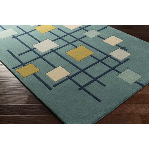 Surya Forum FM-7201 Dark Blue Light Beige 6' x 9' Kidney Rug