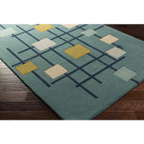 Surya Forum FM-7201 Dark Blue Light Beige 6' x 9' Kidney Rug