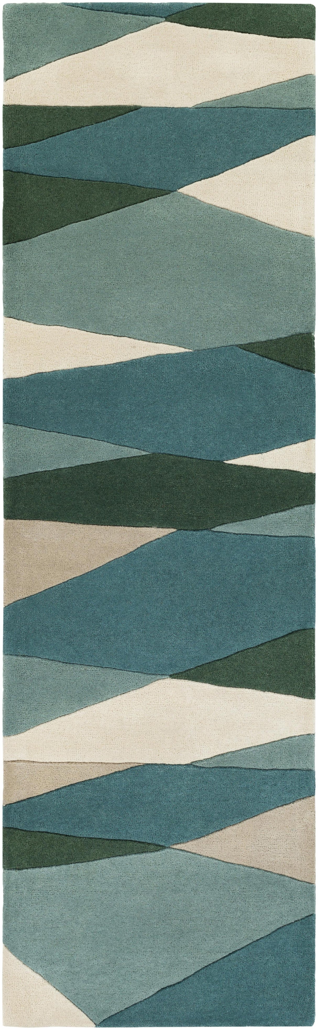 Surya Forum FM-7204 Cream Dark Green 6' x 9' Kidney Rug