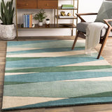 Surya Forum FM-7204 Cream Dark Green 6' x 9' Kidney Rug