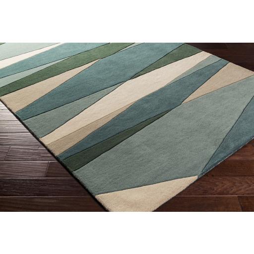 Surya Forum FM-7204 Cream Dark Green 6' x 9' Kidney Rug