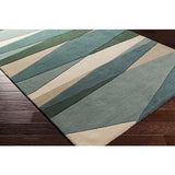 Surya Forum FM-7204 Cream Dark Green 6' x 9' Kidney Rug