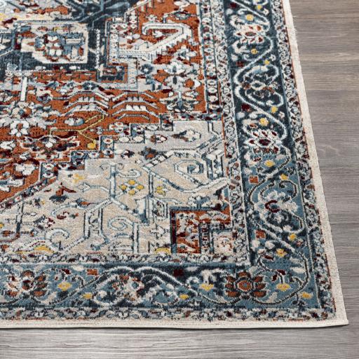 Surya Lavadora LVR-2323 Blue Brick Red 6'7" Round Rug