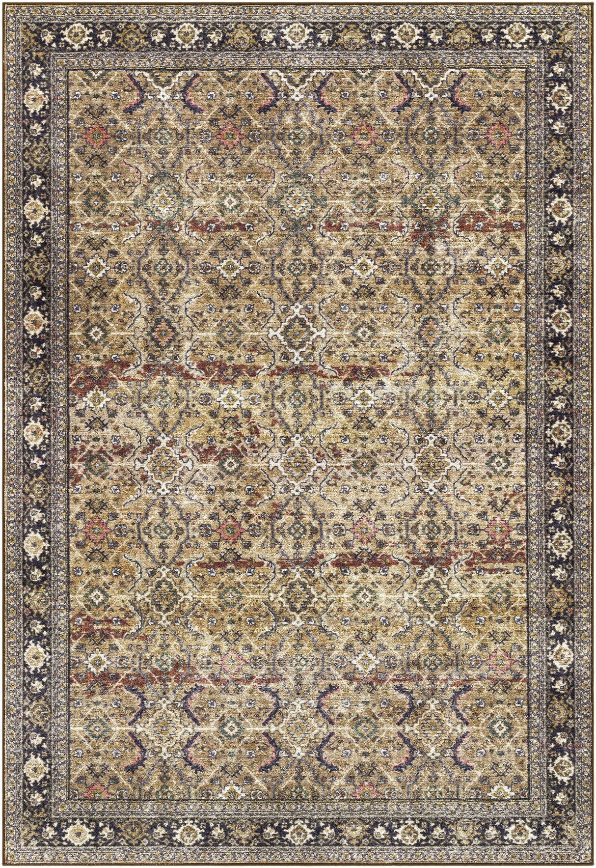 Surya Leicester LEC-2305 Brick Red Cream 5'3" x 7' Rug