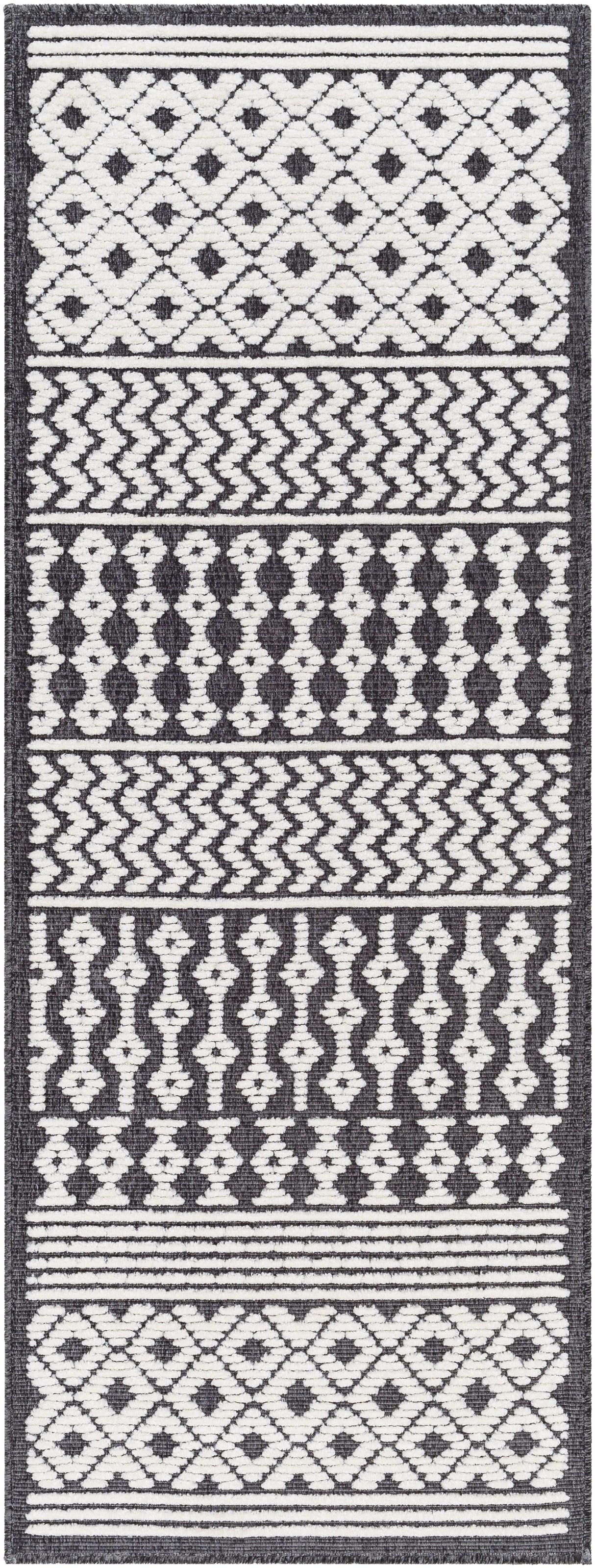 Surya Lyna LYA-2310 Black Off-White 2'7" x 7'2" Rug