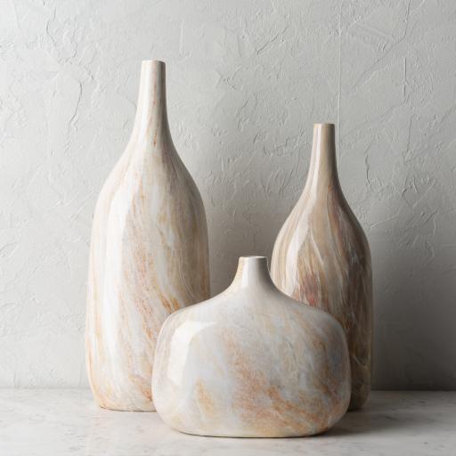 Surya Marble MBL-002 18"H x 5"W x 7"D, 15"H x 5"W x 6"D, 8"H x 5"W x 9"D Decorative Accent