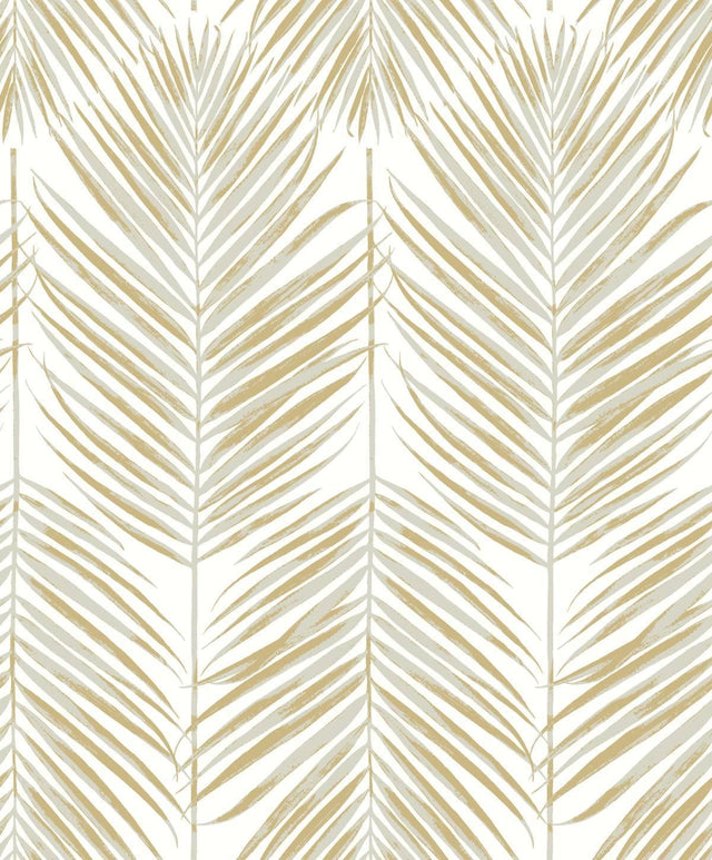 Seabrook Marina Palm Silver & Gold Wallpaper
