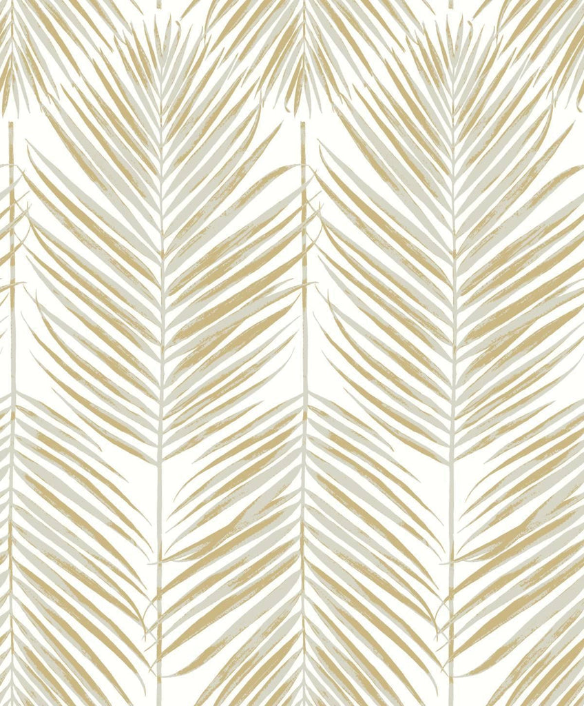 Seabrook Marina Palm Silver & Gold Wallpaper