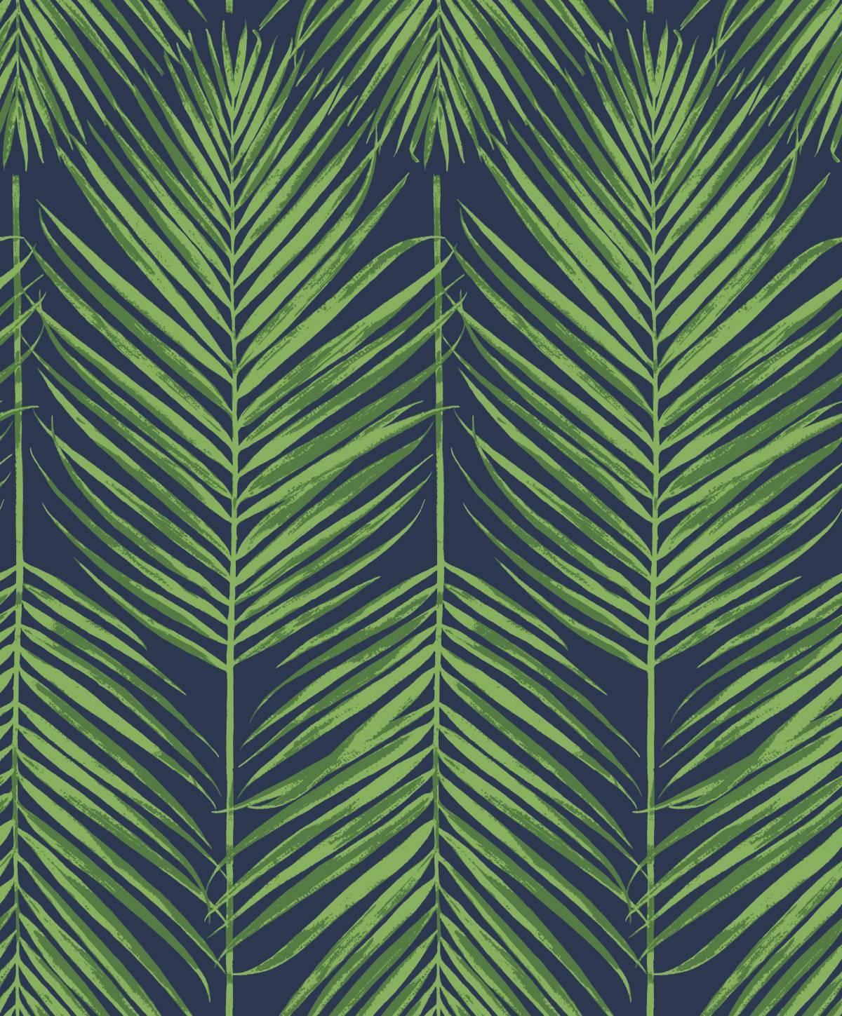 Seabrook Marina Palm Moss Green & Blue Wallpaper