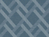 Seabrook Linen Trellis Blue Wallpaper