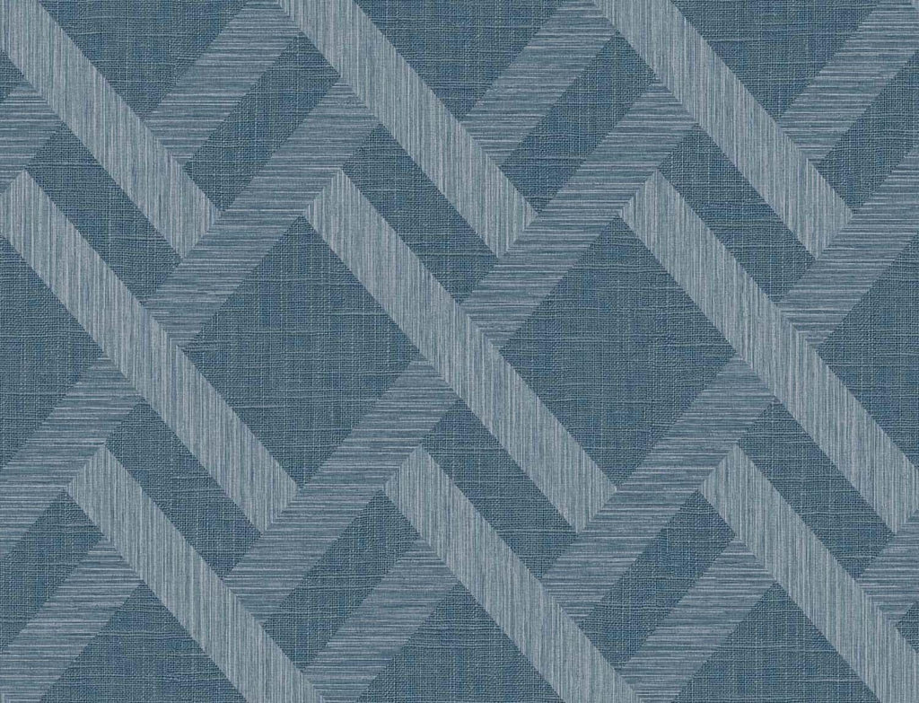 Seabrook Linen Trellis Blue Wallpaper