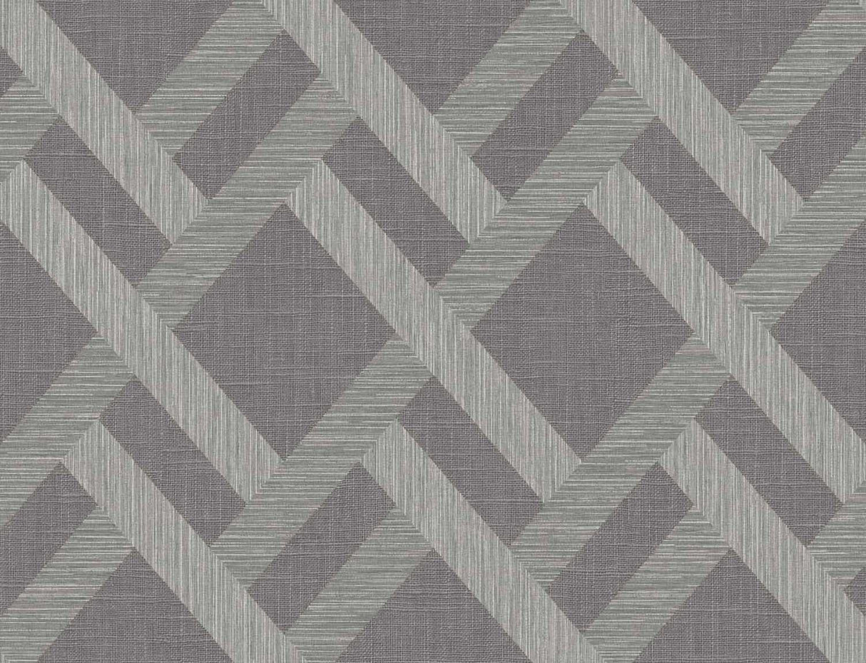 Seabrook Linen Trellis Ash Wallpaper