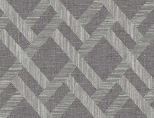 Seabrook Linen Trellis Ash Wallpaper