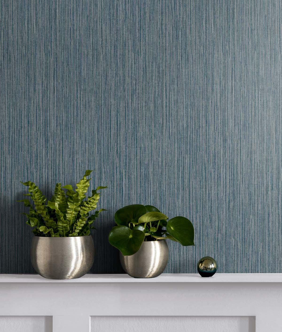 Seabrook Vertical Stria Blue Wallpaper